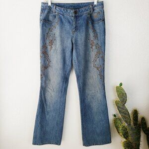 Vintage Harley-Davidson 2006 Y2K Embroidered Studded Bootcut Jeans size 8 Tall